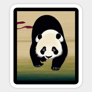 vintage ukiyo-e panda paintings Sticker